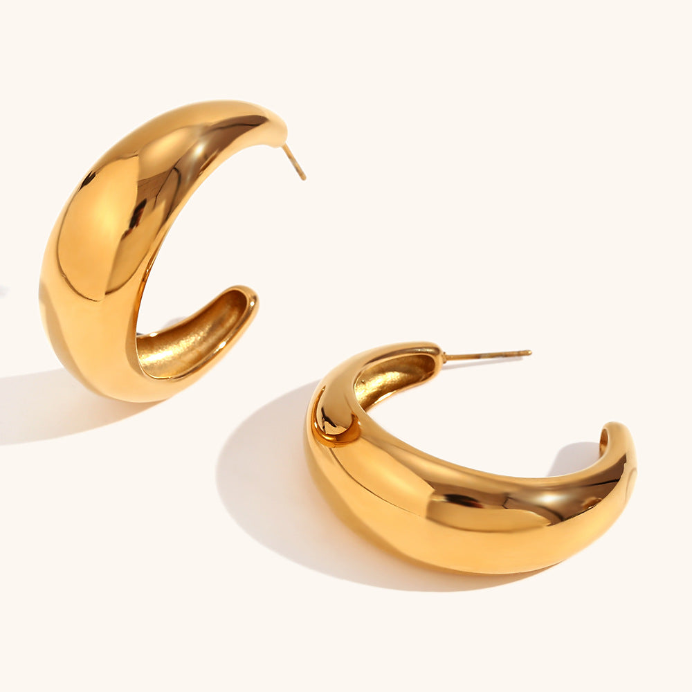 18K Oversized C-Shaped Statement Hoops