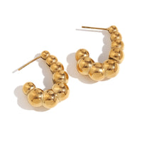 18K J Beaded Hollow Earrings