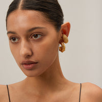 18K Flower Embossed Statement Hoops