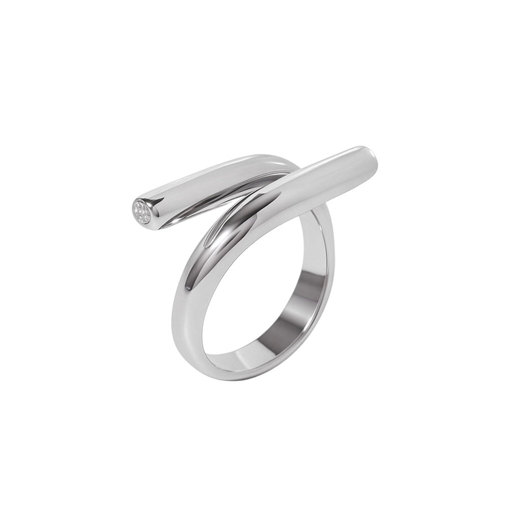 Silver Uneven Bars CZ Ring