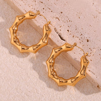 18K Hollow Bamboo Statement Hoops