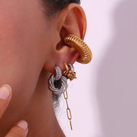 Silver Vintage Croissant Drop Earrings