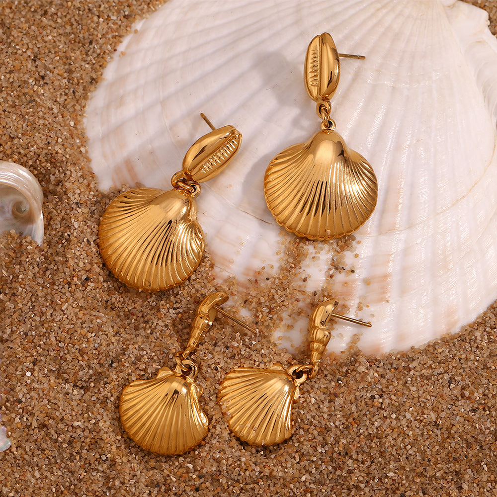 18K Scallop Shell Statement Earrings