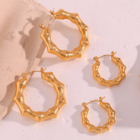 18K Hollow Bamboo Statement Hoops