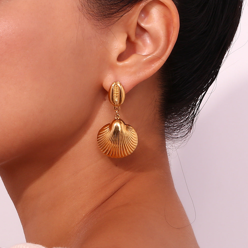 18K Scallop Shell Statement Earrings