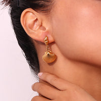 18K Scallop Shell Statement Earrings