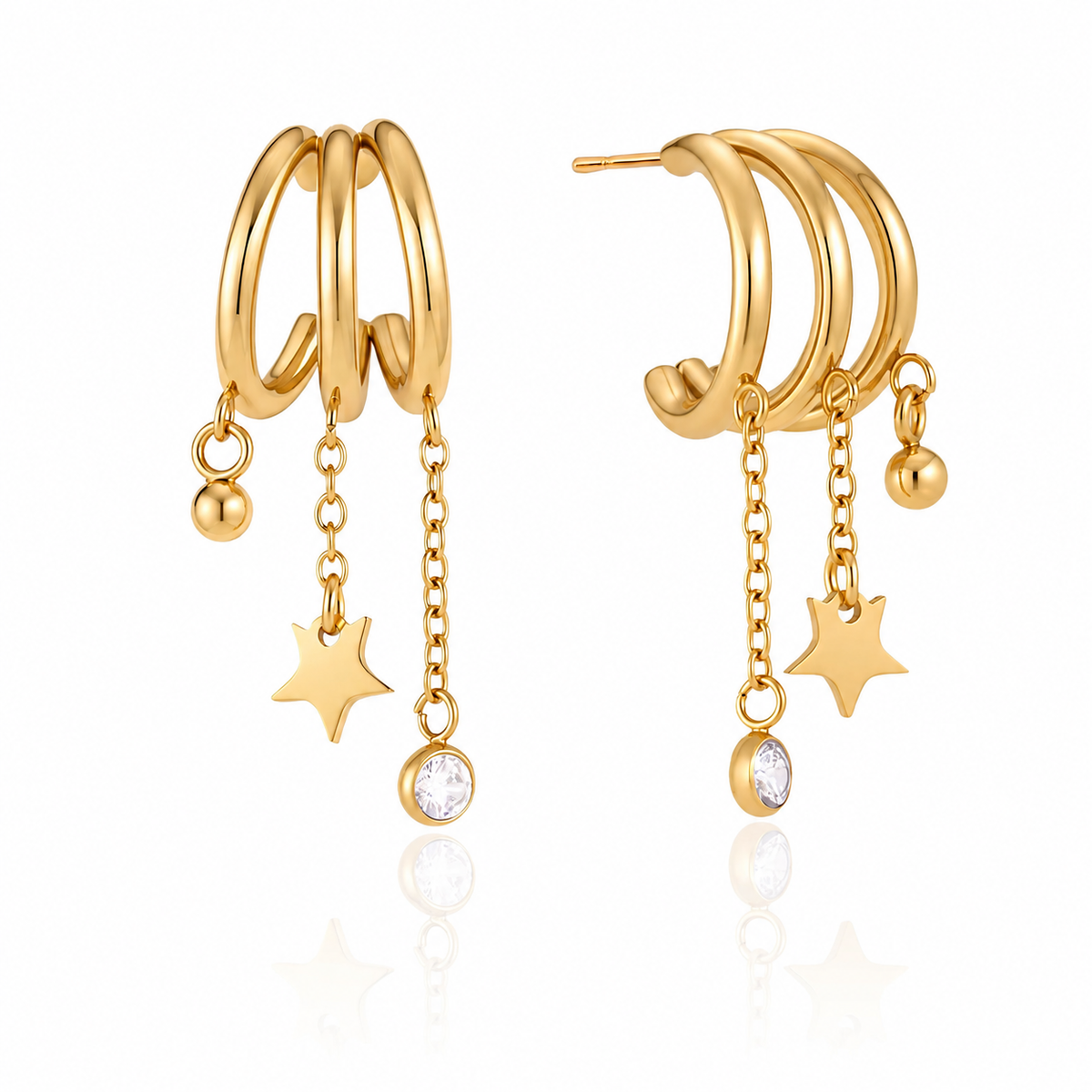 18K Olivia Star Dangles C Hoop