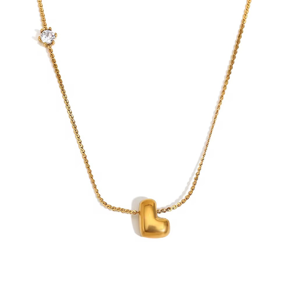 18K Bubble Dainty Initial Necklace