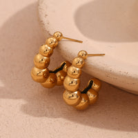 18K J Beaded Hollow Earrings