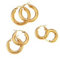 Smooth Tube Round Hoops in 18K Gold-Plating