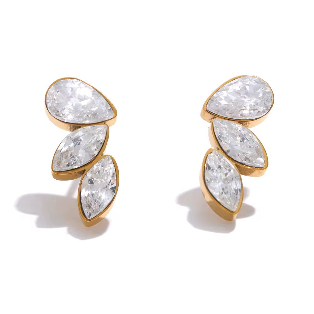 18K Marquise Pear Cut Studs