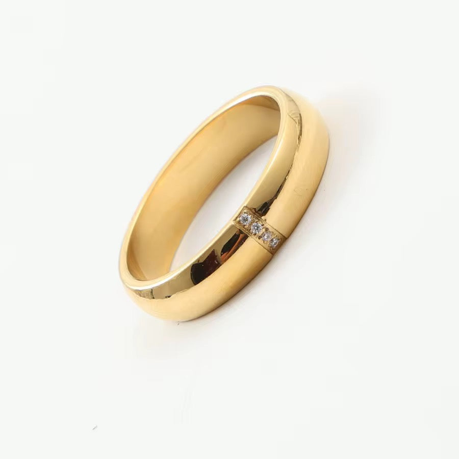 18K CZ Lined Smooth CZ Ring
