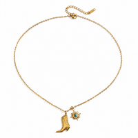 18K Cowboy Boots And Turquoise Necklace