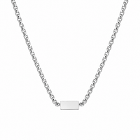 Rectangle Tag Necklace - Silver