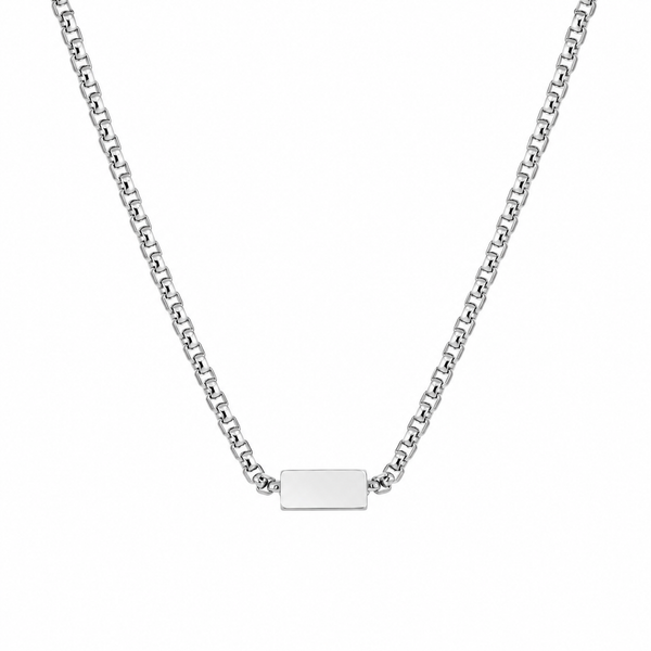 Rectangle Tag Necklace - Silver
