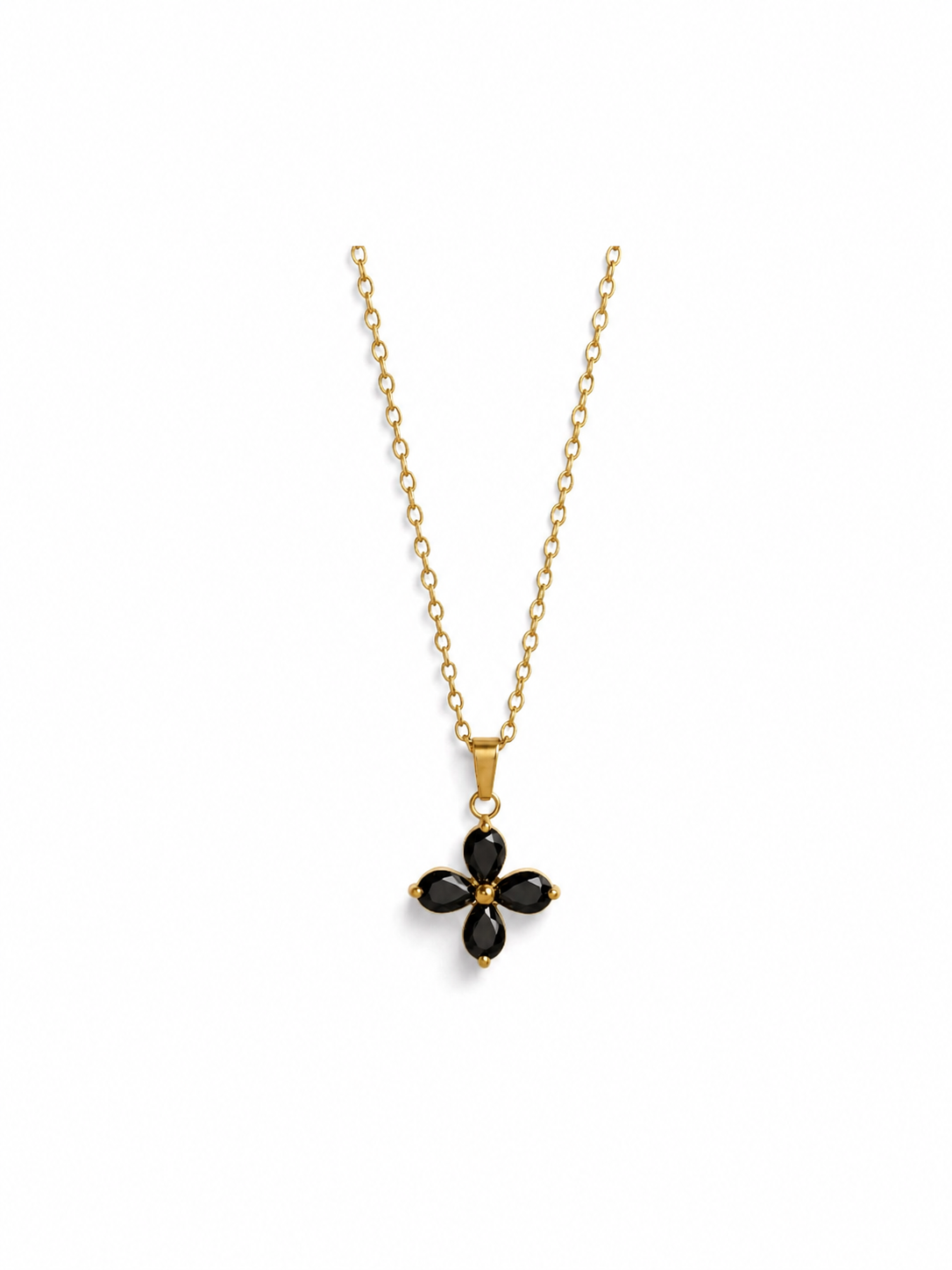 18K Mini Clover CZ Necklace