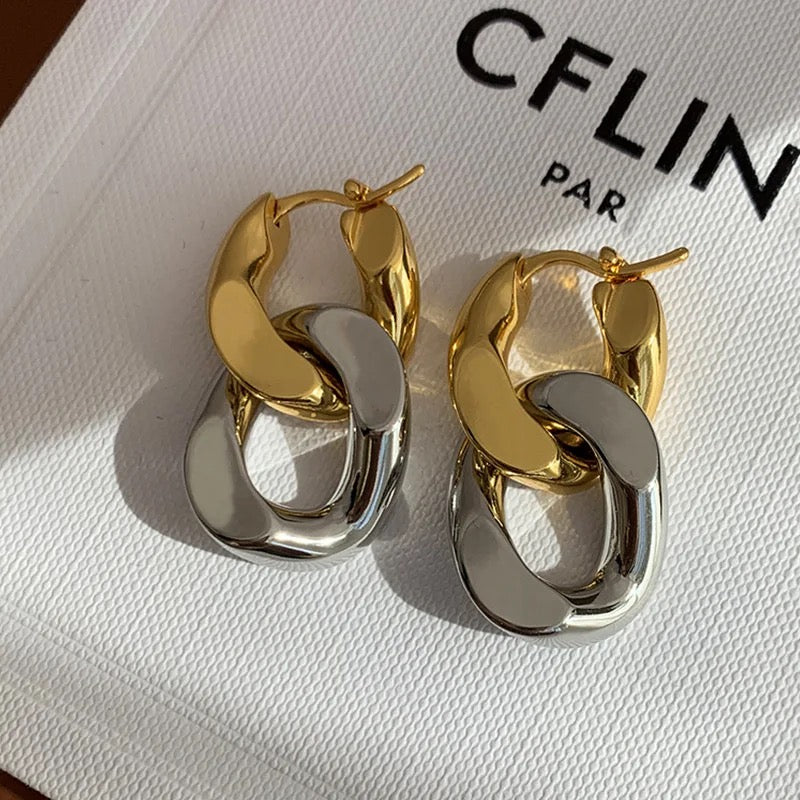 18K Link Chain Hoop Earrings