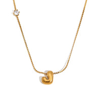 18K Bubble Dainty Initial Necklace