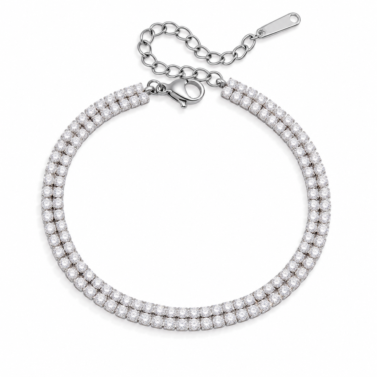 Silver Double Layer Tennis Bracelet