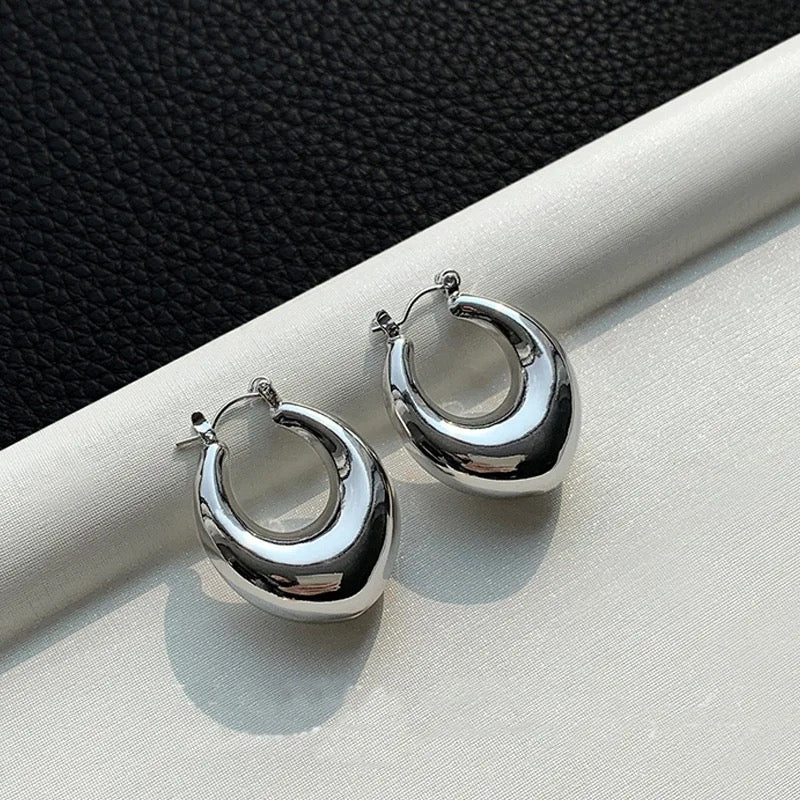 Silver Vintage Pointed Hoop Earrings