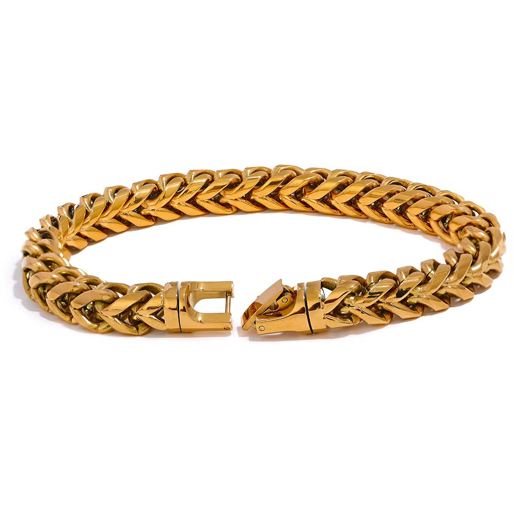 18K Round Cuban Men’s Bracelet
