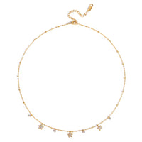 18K Dainty Stars CZ Charm Necklace