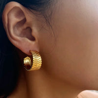 Chevron Hoops in 18K Gold-Plating