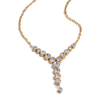 18K Dainty Y CZ Necklace