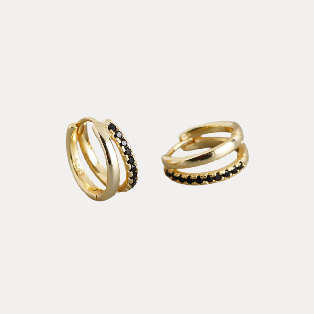 Double Hoop Huggies in 18K Gold-Plating or Silver