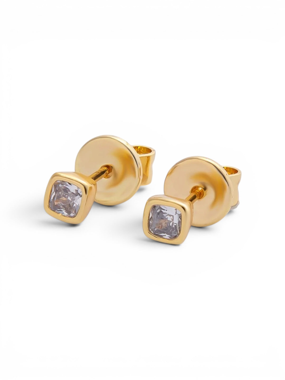 18K Mini Square Bezel Studs