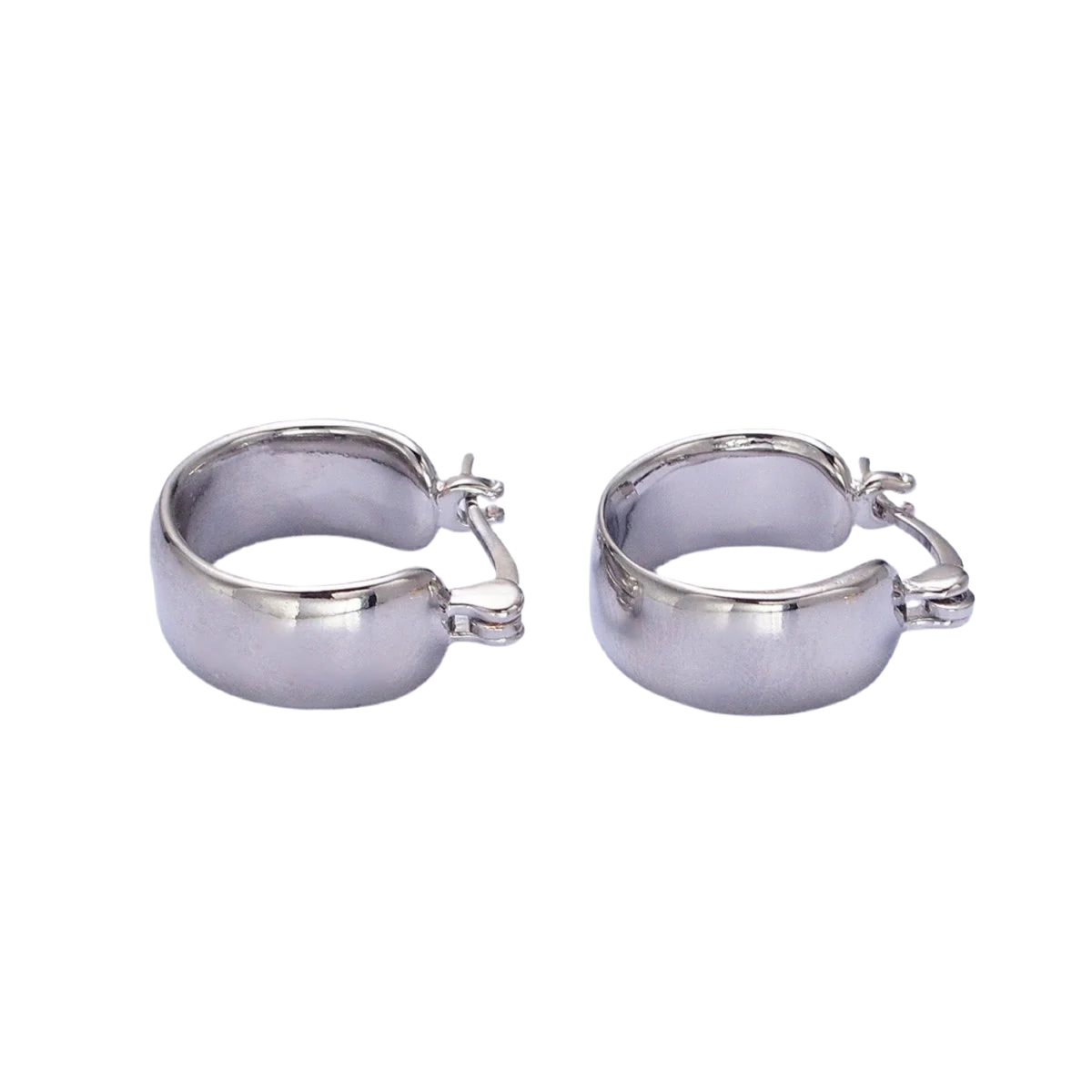 White Gold Filled Wide Classic Smooth Hoops