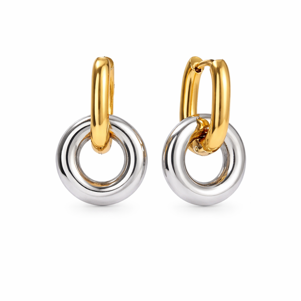 Two Tone Dangle Hoops