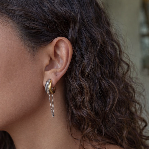 Two Tone Loop Chain C Hoops