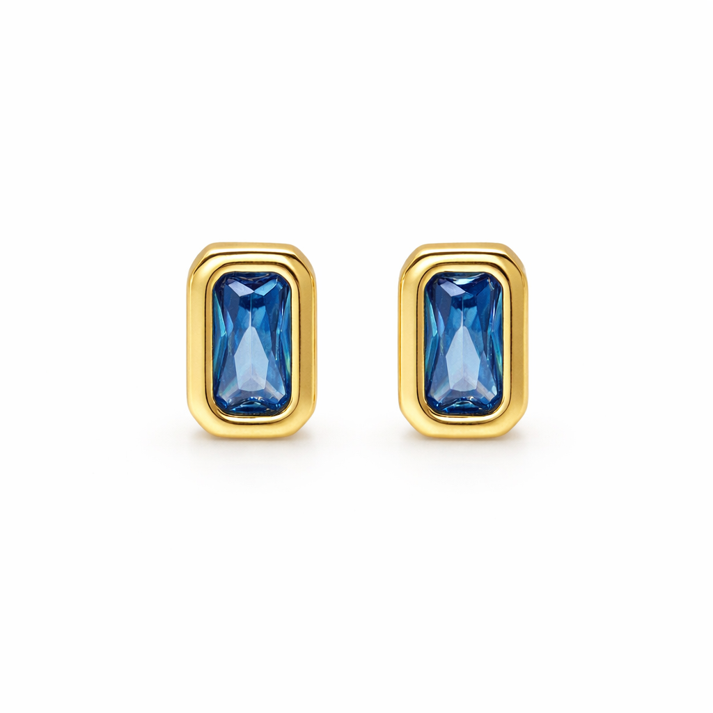 14K Sapphire Baguette Studs