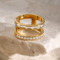 18K Double Band Rings, Clear