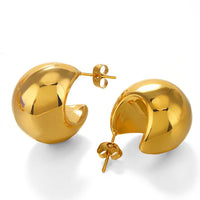 18K Vintage Hollow C-Shaped Earrings