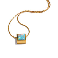 18K Genuine Blue Opal Dainty Necklace