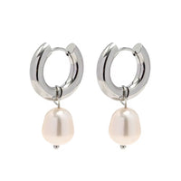 Silver Fresh Water Pearl Mini Hoop