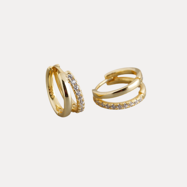 Double Hoop Huggies in 18K Gold-Plating or Silver