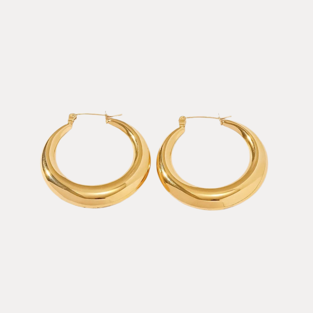 Hollow Moon Hoops in 18K Gold-Plating