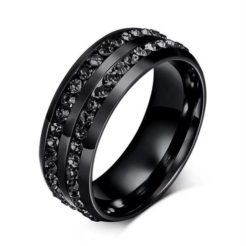 Black Double CZ Lined Ring