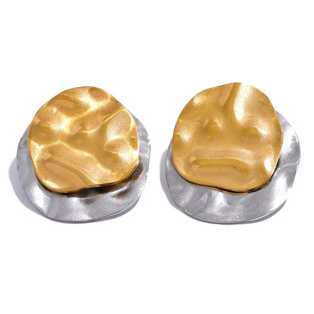 Two Tone Textured Statement Studs