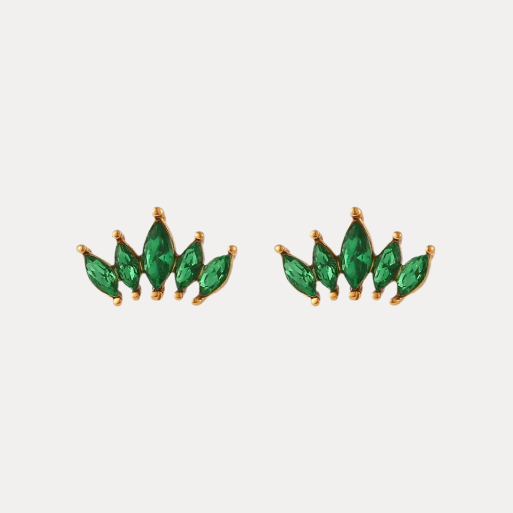 Green Leaf Studs in 18K Gold-Plating