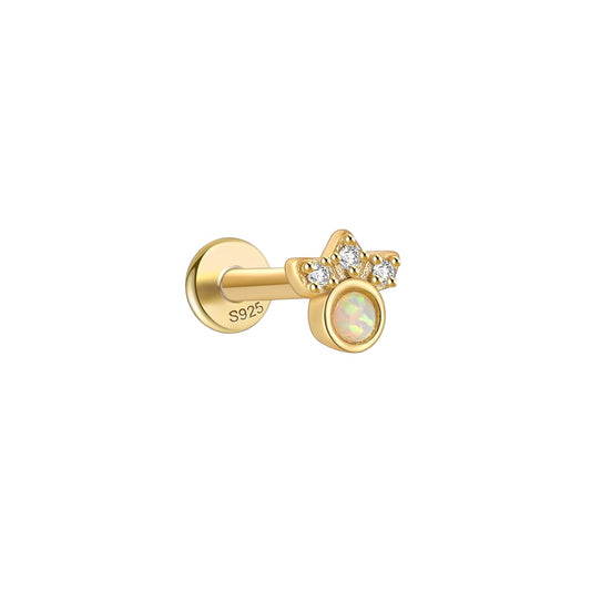 18K Vermeil Paw CZ Opal Flat Back Studs (Single)