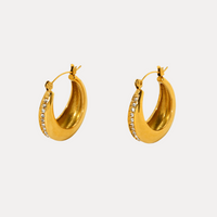 Lined Hoops in 18K Gold-Plating with Cubic Zirconia