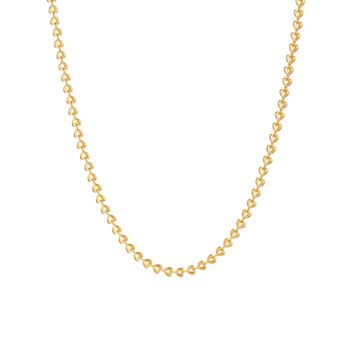 18K Hollow Heart Links Necklace