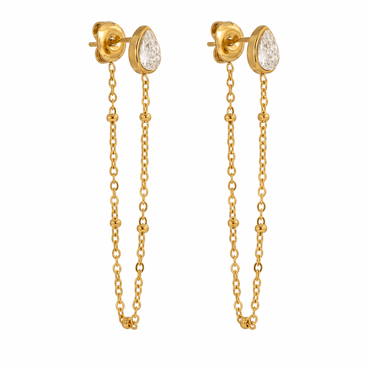 18K Teardrop Loop Thread Earrings