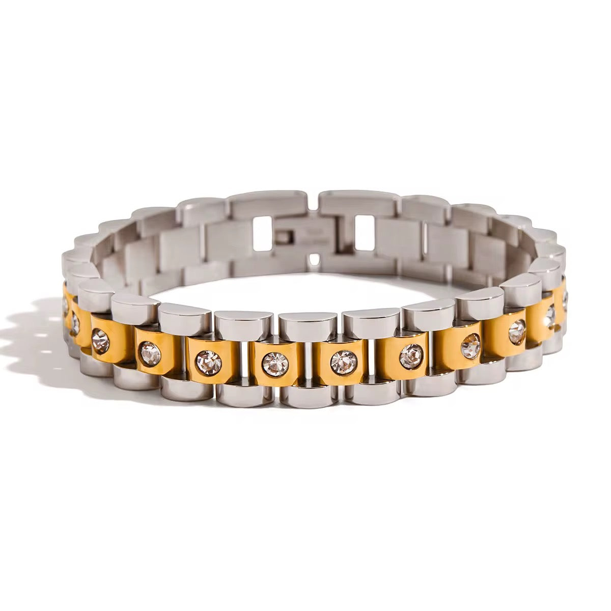 Two Tone CZ Rollie Bracelet