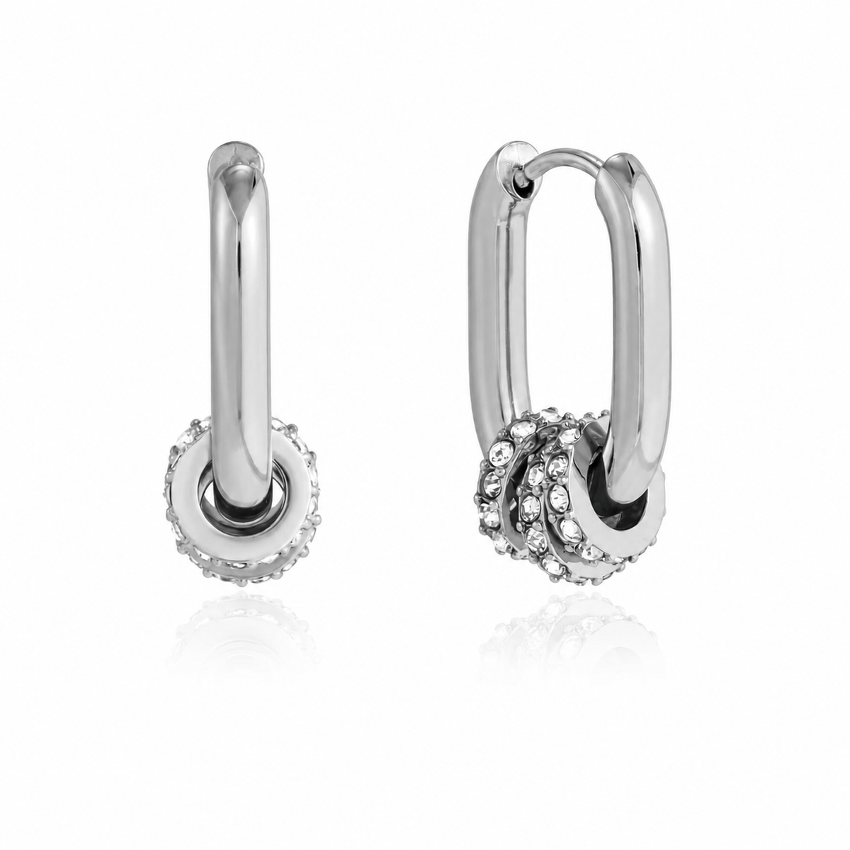 Silver Oval Rings CZ Hoop