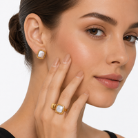 18K Baroque Square Adjustable Ring